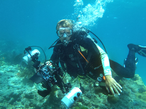 A shot caught of Rob as he's shooting his own pictures at Molasses Reef during a "day off." 